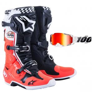 Bota Alpinestars Tech 10 Angel LE BRINDE Óculos 100% Armega Lightsaber Espelhado