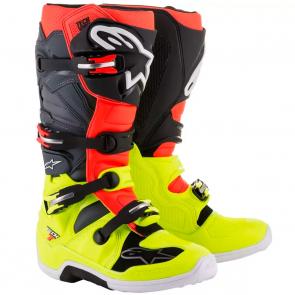 Bota Alpinestars Tech 7 - Amarelo/Vermelho/Cinza