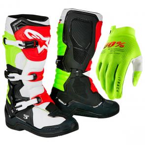 Bota Alpinestars Tech 3 Preto/Vermelho BRINDE Luva 100% iTrack
