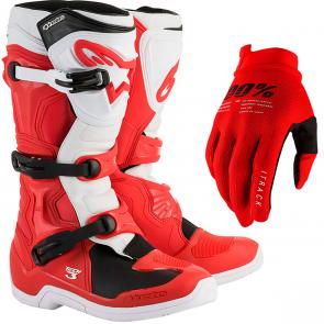 Bota Alpinestars Tech 3 Vermelho BRINDE Luva 100% iTrack
