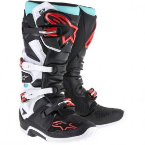 Bota Alpinestars Tech 7 - Azul Turquesa/Preta/Vermelha