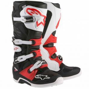 Bota Alpinestars Tech 7 - Preto/Branco/Vermelho