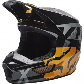 Capacete Fox V1 Skew Preto/Dourado 2022