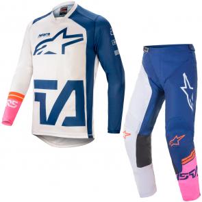 Kit Calça + Camisa Alpinestars Racer Compass Branco/Azul
