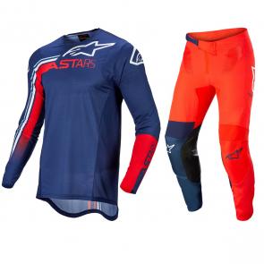 Kit Calça + Camisa Alpinestars Supertech Blaze Azul/Vermelho 2022