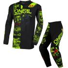 Kit Calça + Camisa Oneal Element Attack 2023 Preto/Amarelo Flúor