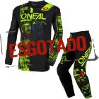 Kit Calça + Camisa Oneal Element Attack 2023 Preto/Amarelo Flúor