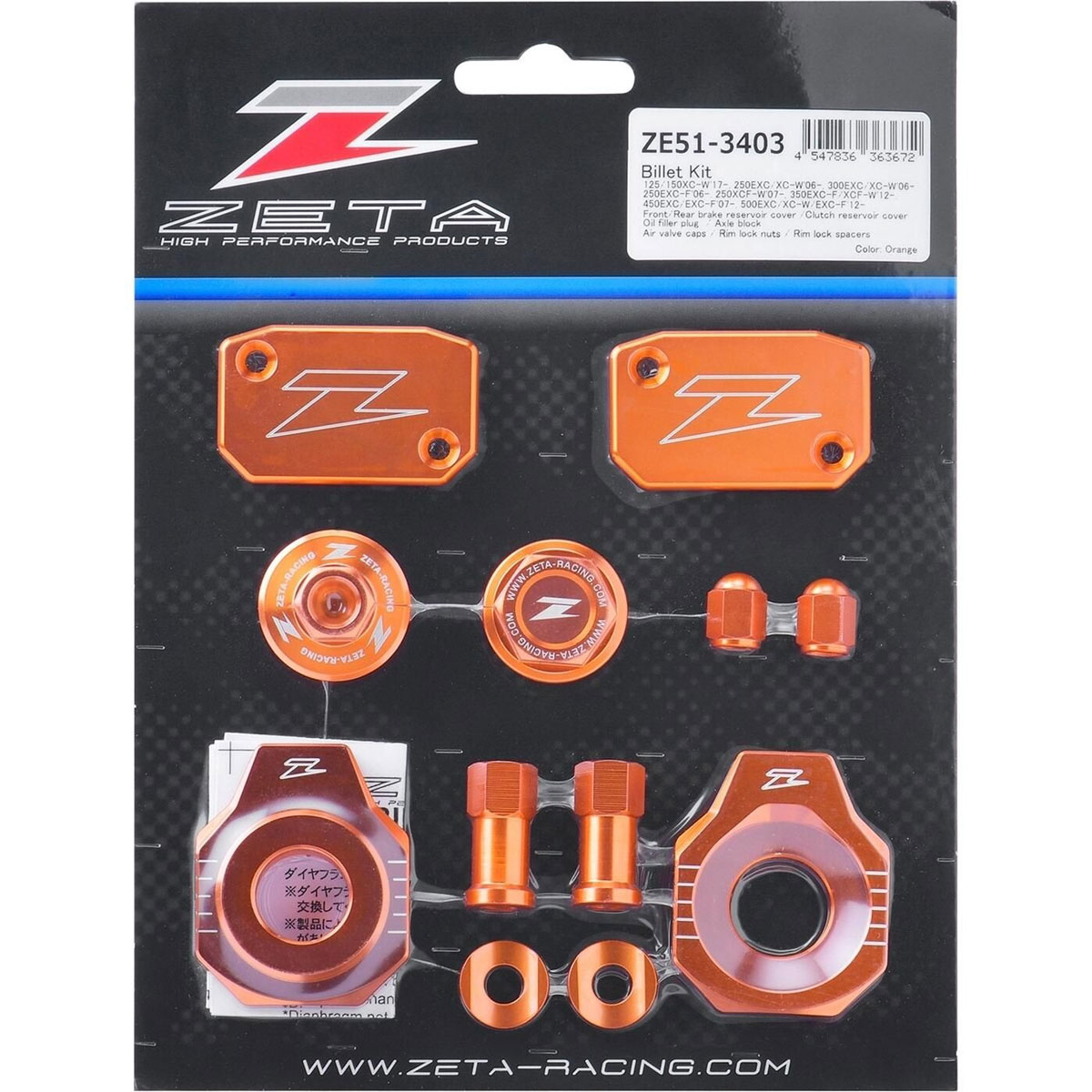アクセサリー ktmk 1814 Kit Peças Anodizadas Zeta KTM SXF 250 07/12 + EXC-F 250 17/19 +