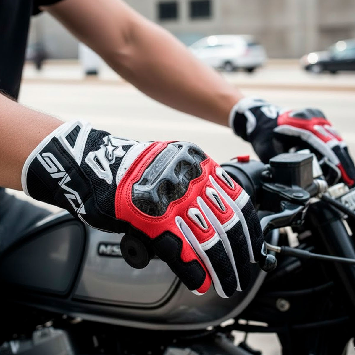 Luva Alpinestars SMX-2 Air Carbon V2 Preto/Vermelho