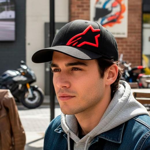 Boné Alpinestars Corp Snap 2 Preto/Vermelho