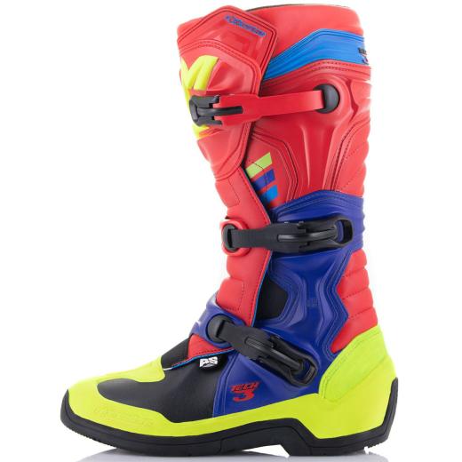 Bota Alpinestars Tech 3 - Vermelho/Azul/Amarelo
