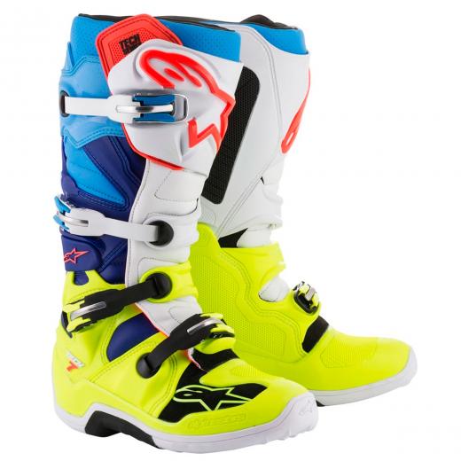 Bota Alpinestars Tech 7 - Azul/Branco/Amarelo