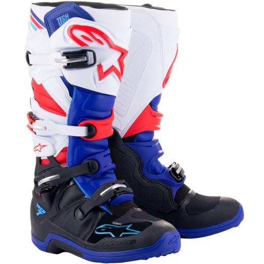 Bota Alpinestars Tech 7 Preto/Azul/Vermelho/Branco