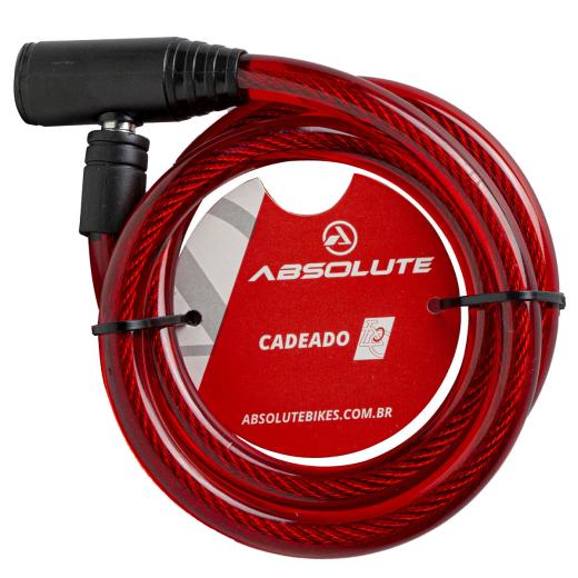 Cadeado Absolute 1,0mX12mm Espiral com Chave Vermelho