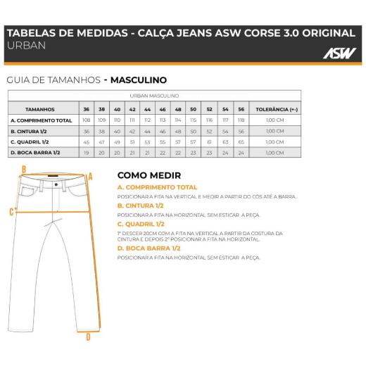 Calça Jeans ASW Corse Original 3.0 com Forro Kevlar