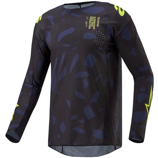 Camisa Alpinestars Techstar Rantera 2024 Azul/Amarelo Flúor