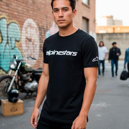 Camiseta Alpinestars Linear Wordmark Preto/Cinza