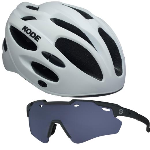 Capacete Kode Active Branco + Óculos HB Shield EVO Pra Quem Pedala 2