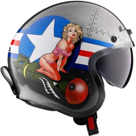 Capacete LS2 Aberto OF599 Bomb Rider Brushed