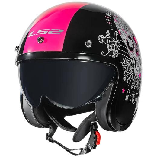 Capacete LS2 Aberto OF599 Pinky Muerte