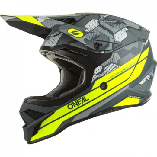 Capacete Oneal 3Series Camo V.22 Cinza/Amarelo