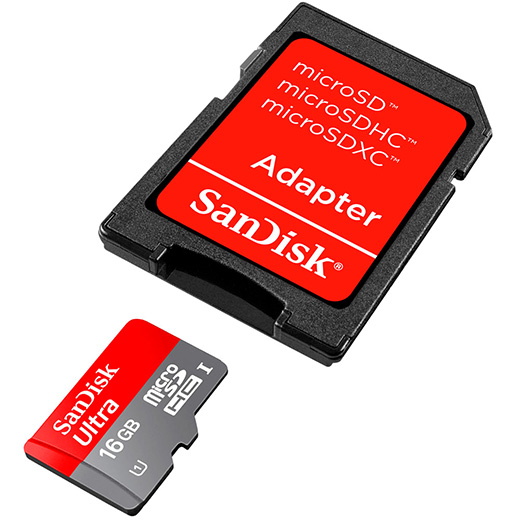 Cartão de memória Sandisk Ultra MicroSDHC 16GB Com Adaptador