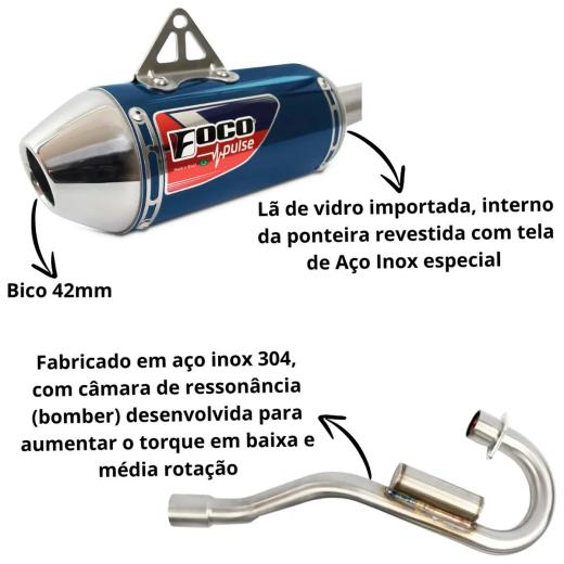 Curva + Ponteira Foco Racing CRF 230 Pulse Azul