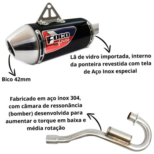 Curva + Ponteira Foco Racing CRF 230 Pulse Preto