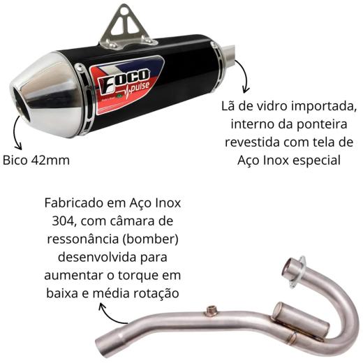 Escapamento Curva + Ponteira Foco Pulse Sahara 300