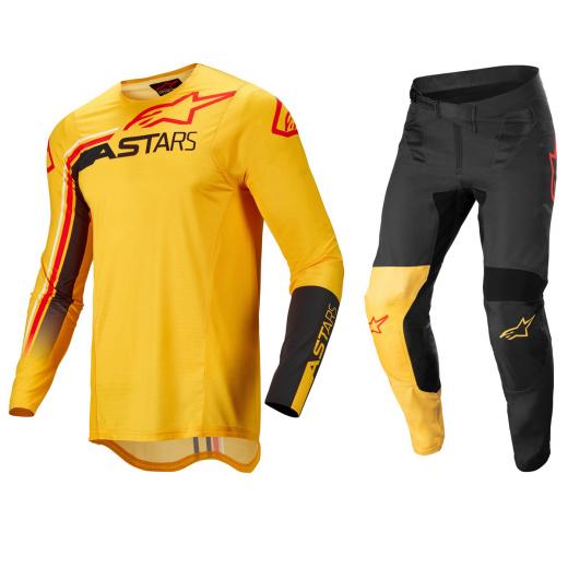 Kit Cal�a + Camisa Alpinestars Supertech Blaze Preto/Amarelo 2022