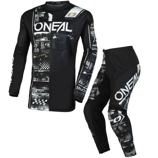 Kit Calça + Camisa Oneal Element Attack Preto/Branco