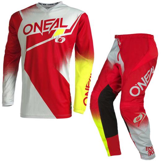 Kit Cal�a + Camisa Oneal Element Vermelho/Cinza 2022
