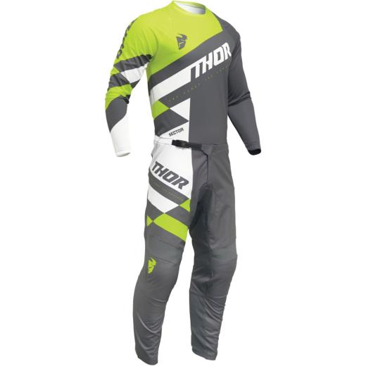 Kit Calça + Camisa Thor Sector Checker 2024 Cinza/Amarelo Flúor