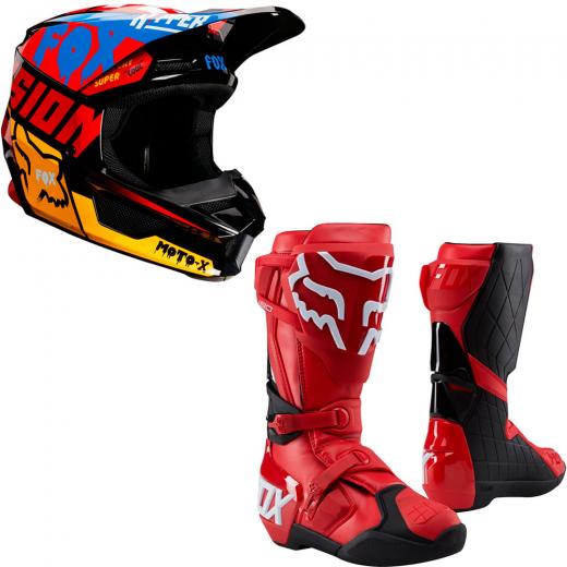 Kit Capacete Fox CZAR + Bota Fox 180