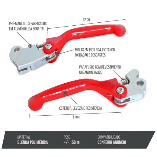 Kit Manetes Retráteis Biker GP-6 CRF 250F / CRF 230 Vermelho