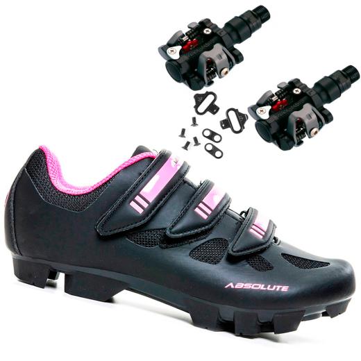 Kit Pedal + Sapatilha Feminina Absolute Mia Preto