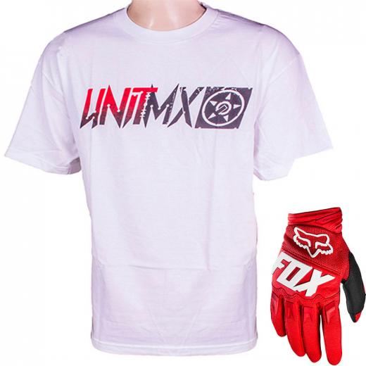Kit Luva Fox Dirtpaw Race 2021 e Camiseta Unit MX 2.0