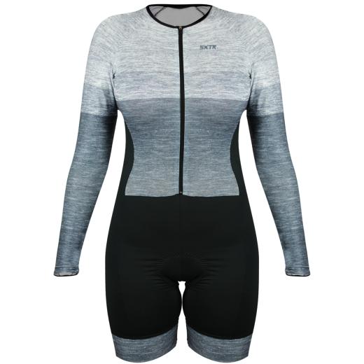 Macaquinho Manga Longa Feminino Sportxtreme Comfort Mescla Cinza