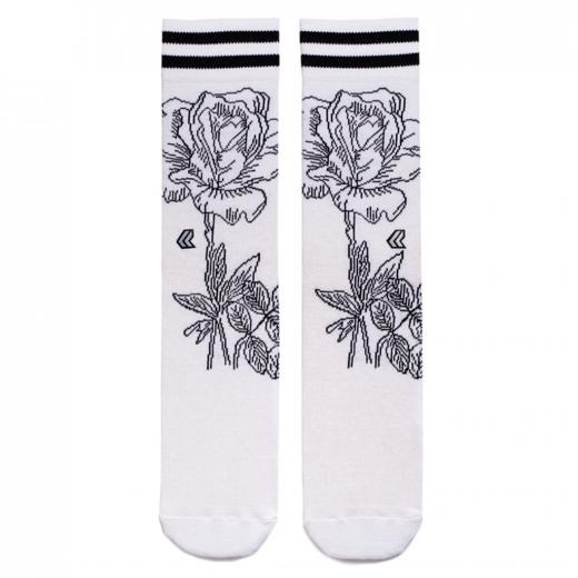Meia Lurk Rosas Branco