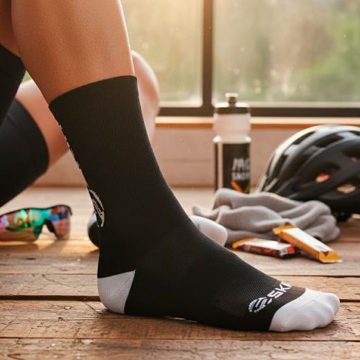 Meia Skin Sport Lisa Preto/Branco