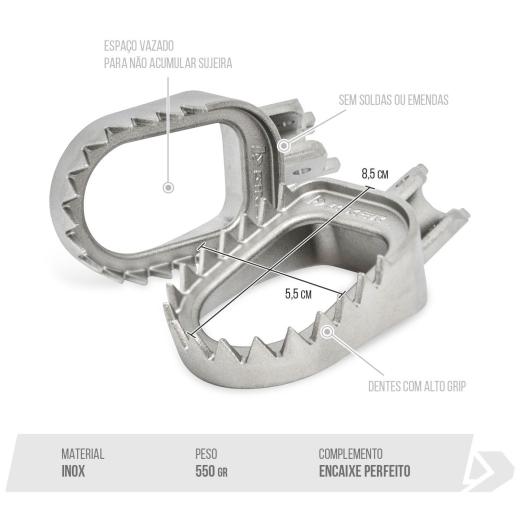 Pedaleira Biker Shark YZ 125/250 + YZF-X + WRF 250/450 Inox