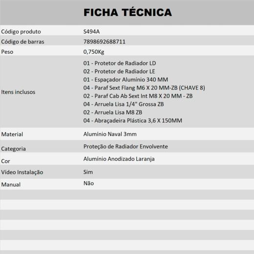 Protetor de Radiador Envolvente Start KTM SX/SXF 23/25 + EXC/EXC-F 24/25 + Husq FE/TE 24/25 + GasGas MC/EX/EC 24/25 Laranja