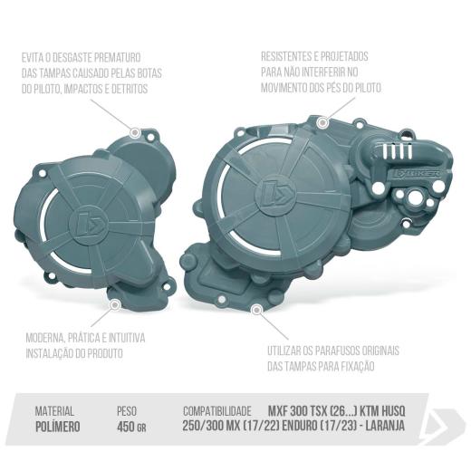 Protetor Tampas Laterais do Motor Biker MXF 300 TSX 2026 + KTM + Husq 250/300 MX 17/22 + Enduro 17/23