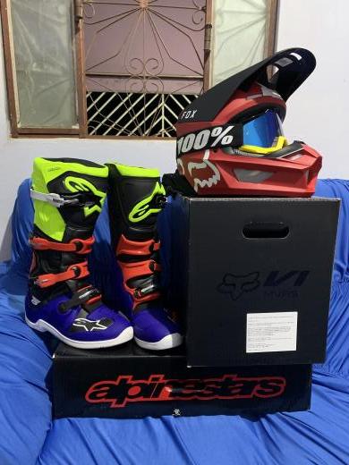 Bota Alpinestars Tech 5 - Azul/Branco/Amarelo